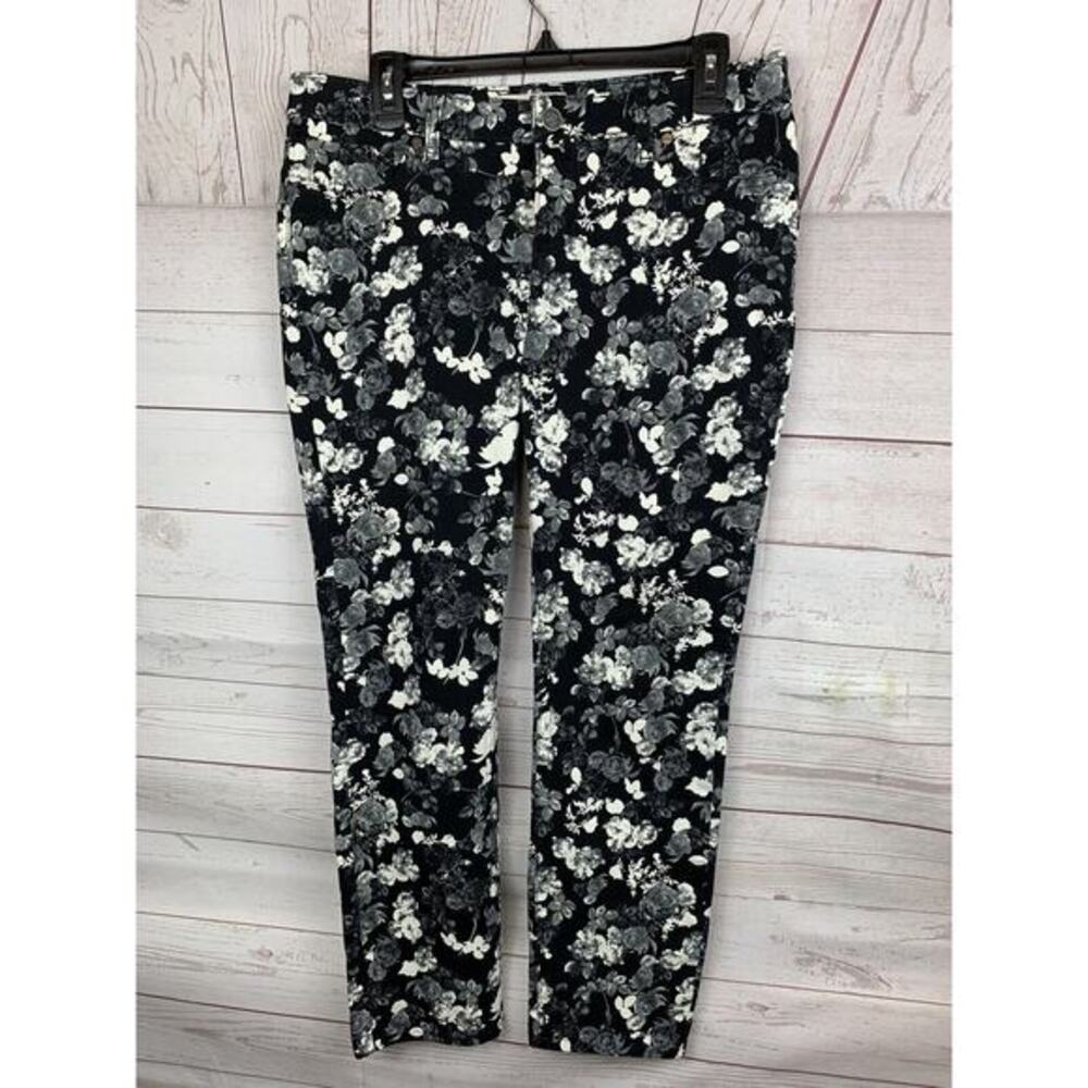 True Freedom Skinny Leggy Jegging Junior 11 Pixie Floral Pants Black White